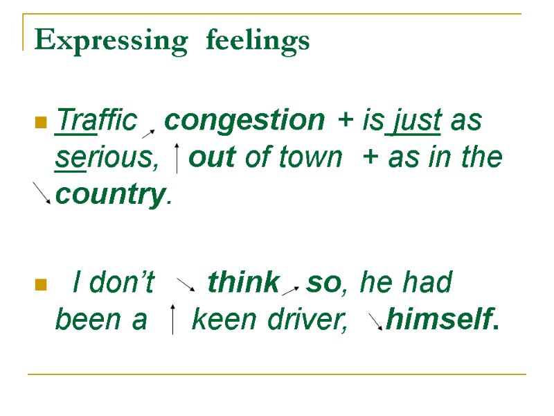 Expressing  feelings  Traffic   congestion + is just as serious, 